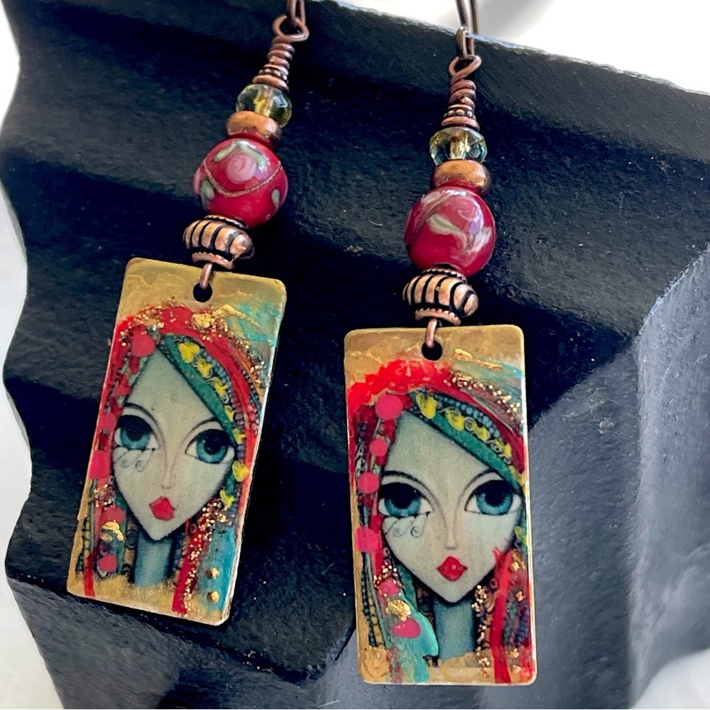 ARTISAN Earrings “Bohemian Girl” - Dangles - Picture 2 of 11
